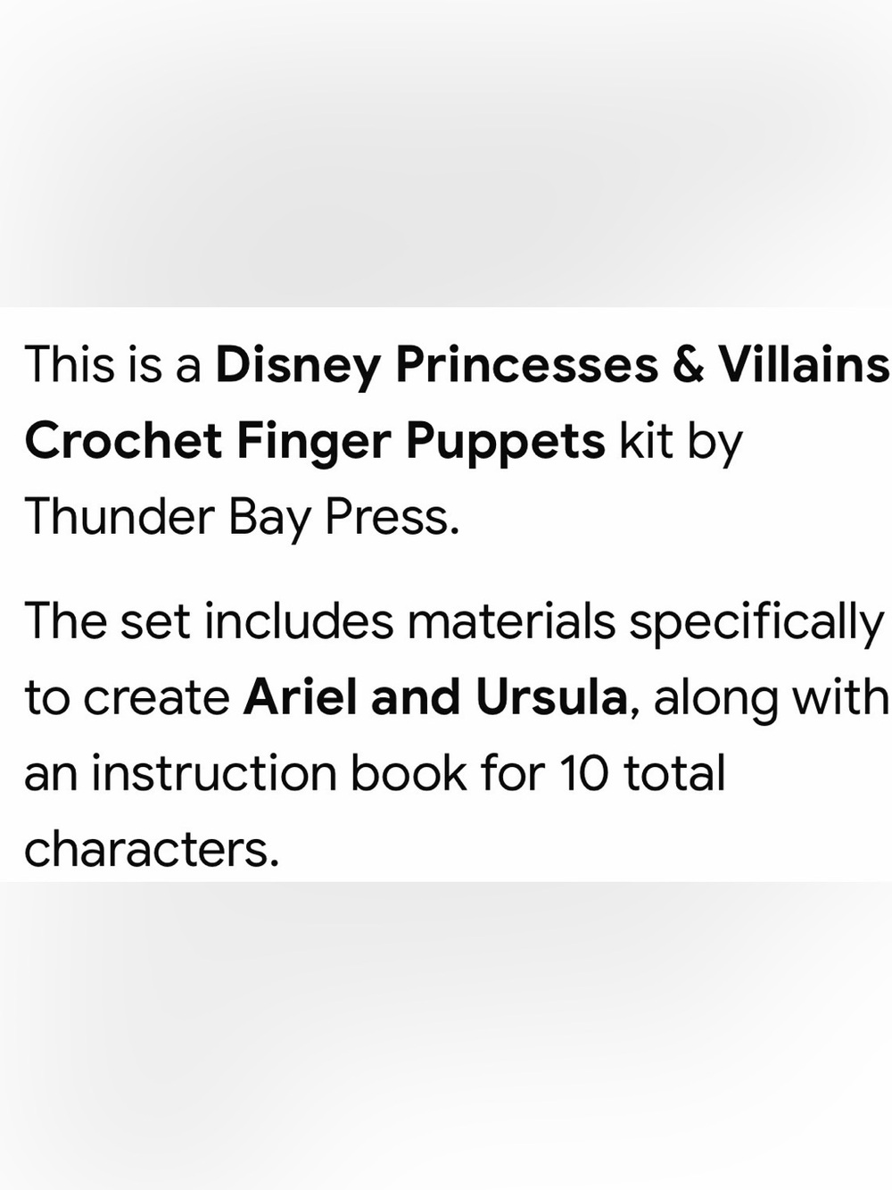 Disney Crochet finger puppets- Ariel & Ursula with book on how to make 10 charac - Picture 5 of 5